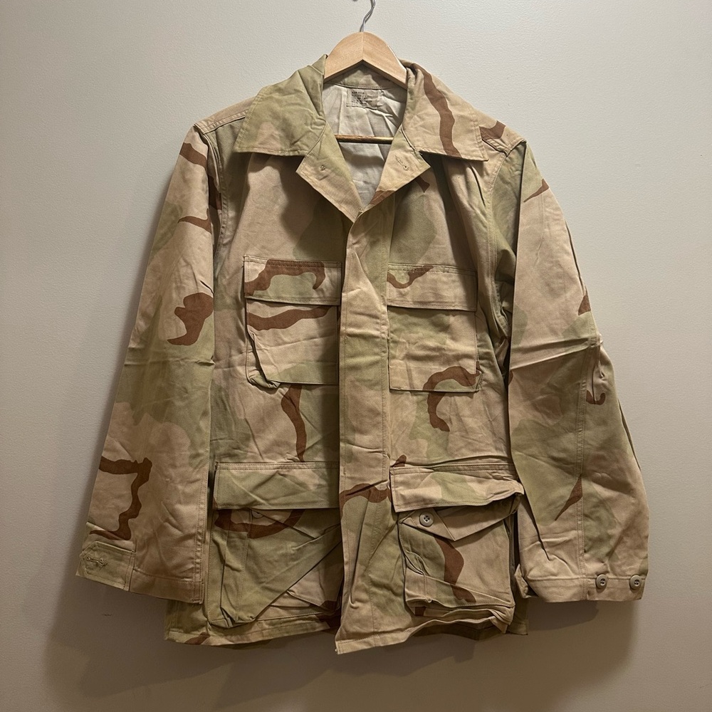 1991 Desert Storm Early DOD Issue Army DCU Camouflage NYCO Shirt Combat Coat SzM